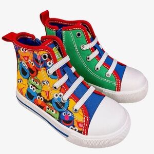 Sesame Street Colorful Kids High-Top Sneakers